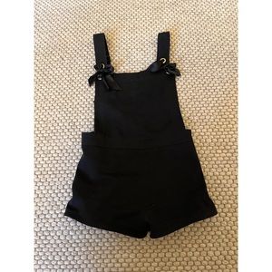 ARE YOU AM I black bow overalls Medium